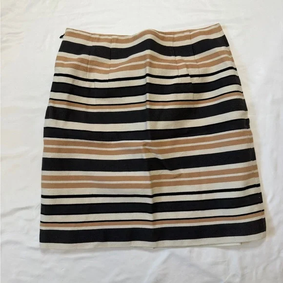 Loft size 4 black/white/peach striped pencil skirt - Picture 3 of 5